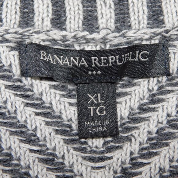 Banana Republic Womens XL Gray Jacquard Chevron Stripes cotton Sweater - Picture 6 of 12